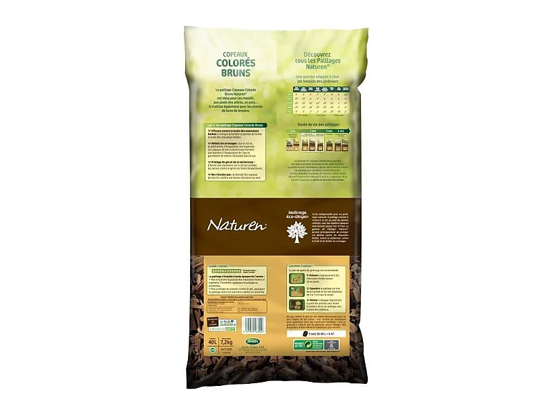 NATUREN Paillage copeaux de bois colorés marron 40 L - Contrôle des mauvaises herbes