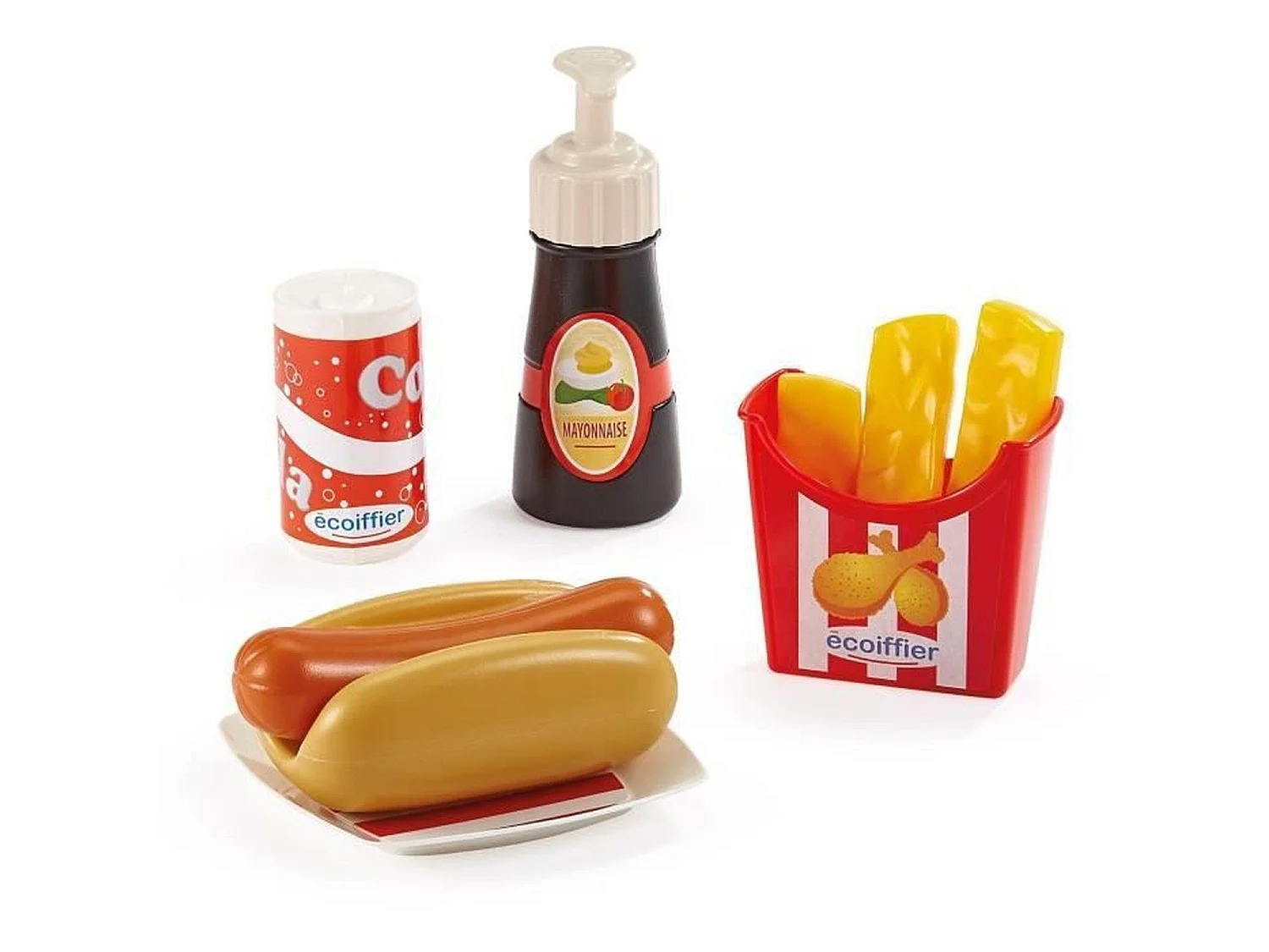 Ecoiffier Hot Dog Set - Fastfoodmenu met 25 Accessoires, Vanaf 18 Maanden