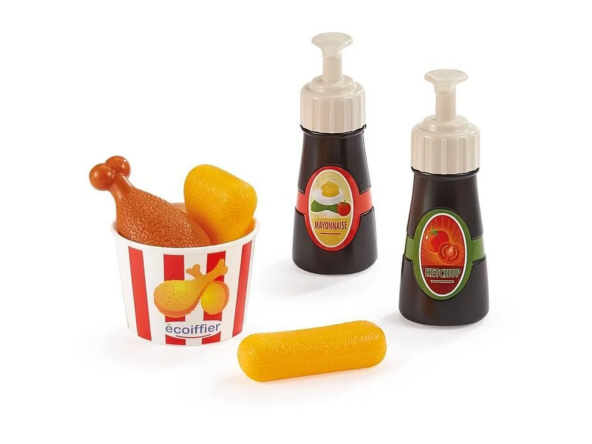 Ecoiffier Hot Dog Set - Fastfoodmenu met 25 Accessoires, Vanaf 18 Maanden