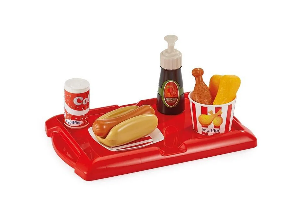 Ecoiffier Hot Dog Set - Fastfoodmenu met 25 Accessoires, Vanaf 18 Maanden