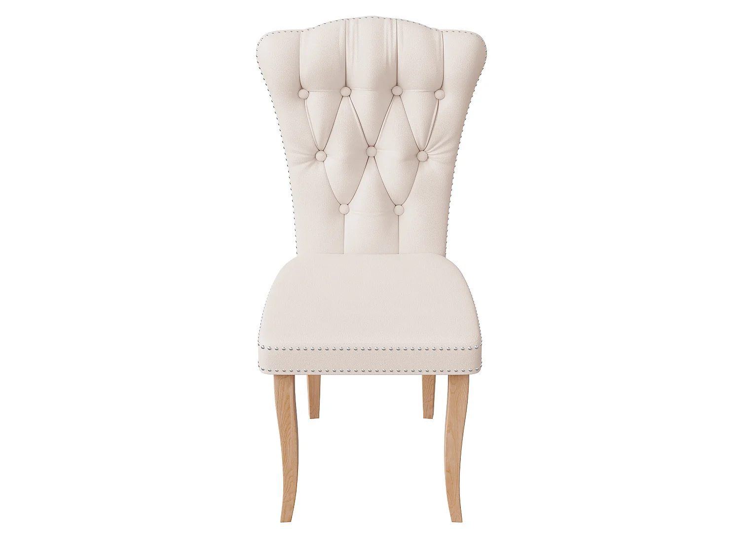 Eetkamerstoelen, set van 2 - Gevoerde zitkussens en houten poten - Fluweel - 47x50x99 cm - Beige