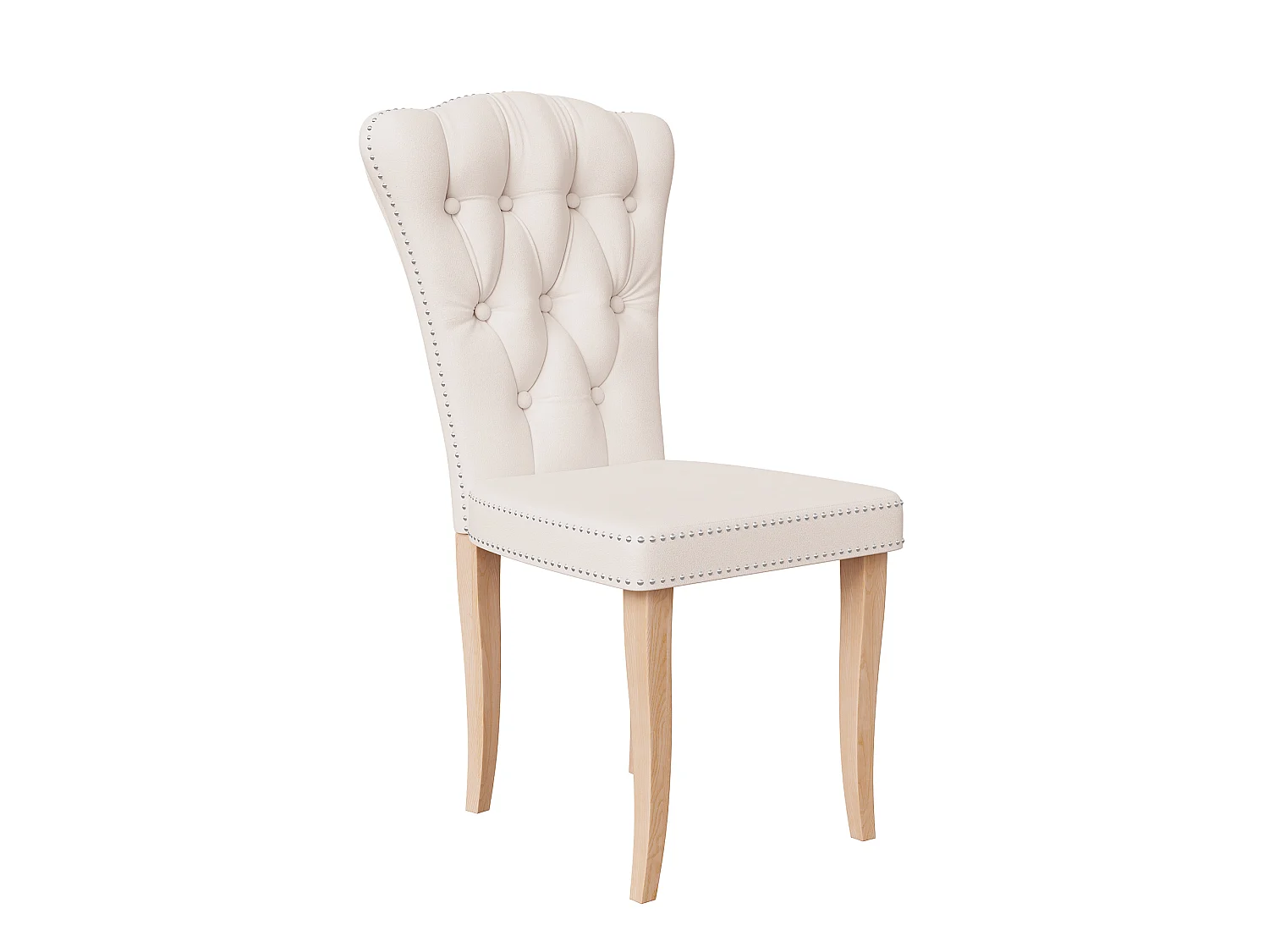 Eetkamerstoelen, set van 2 - Gevoerde zitkussens en houten poten - Fluweel - 47x50x99 cm - Beige