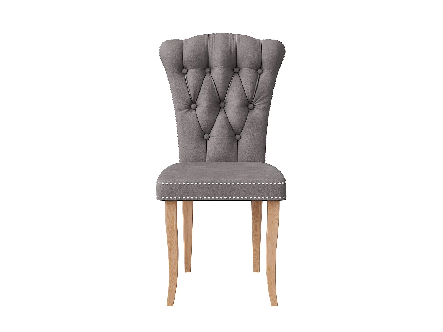 Eetkamerstoelenset van 2 - Gevoerde zitkussens en houten poten - Fluweelzachte eetkamerstoelen - 47x50x99cm - Grijs