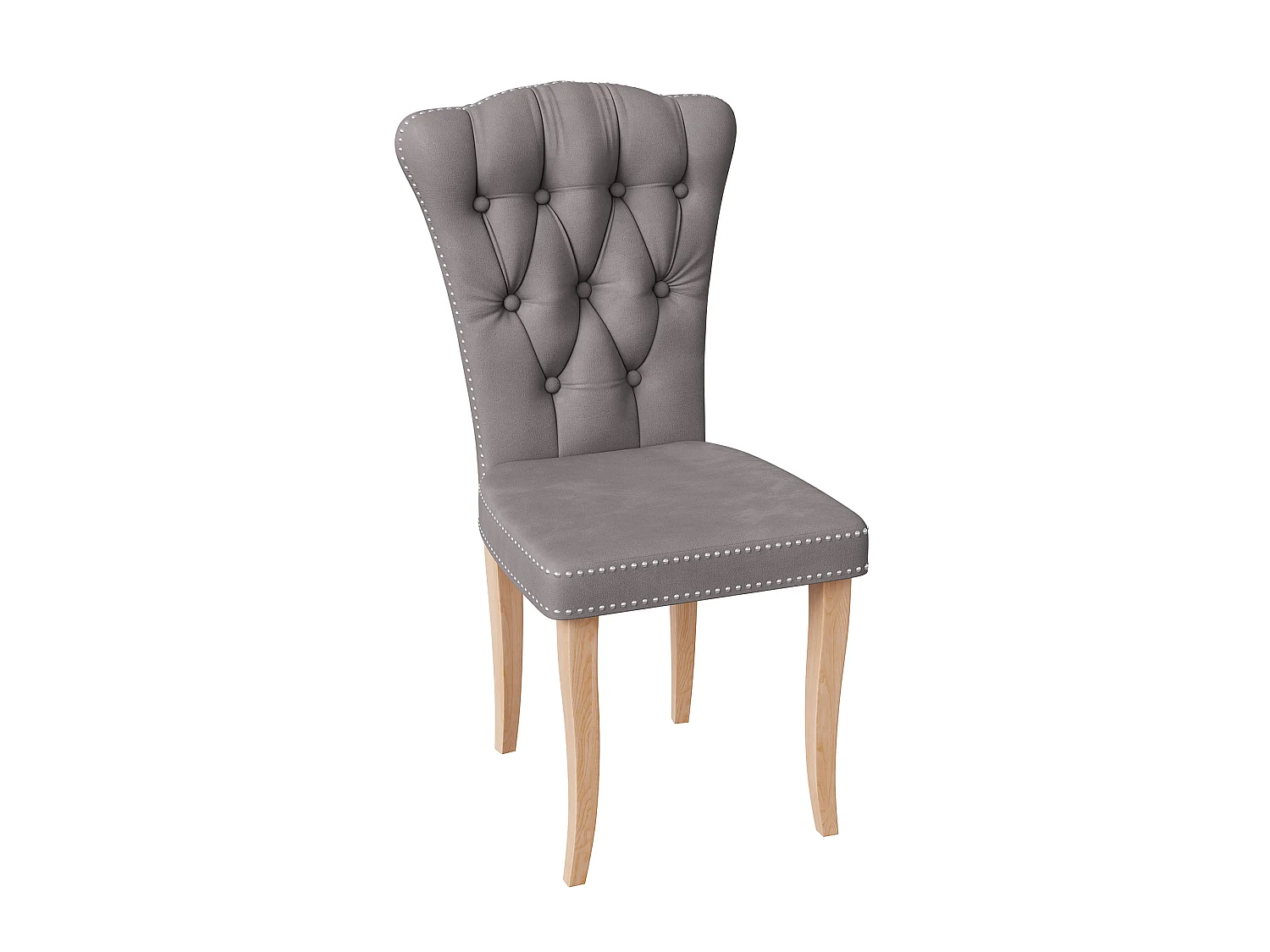 Eetkamerstoelenset van 2 - Gevoerde zitkussens en houten poten - Fluweelzachte eetkamerstoelen - 47x50x99cm - Grijs