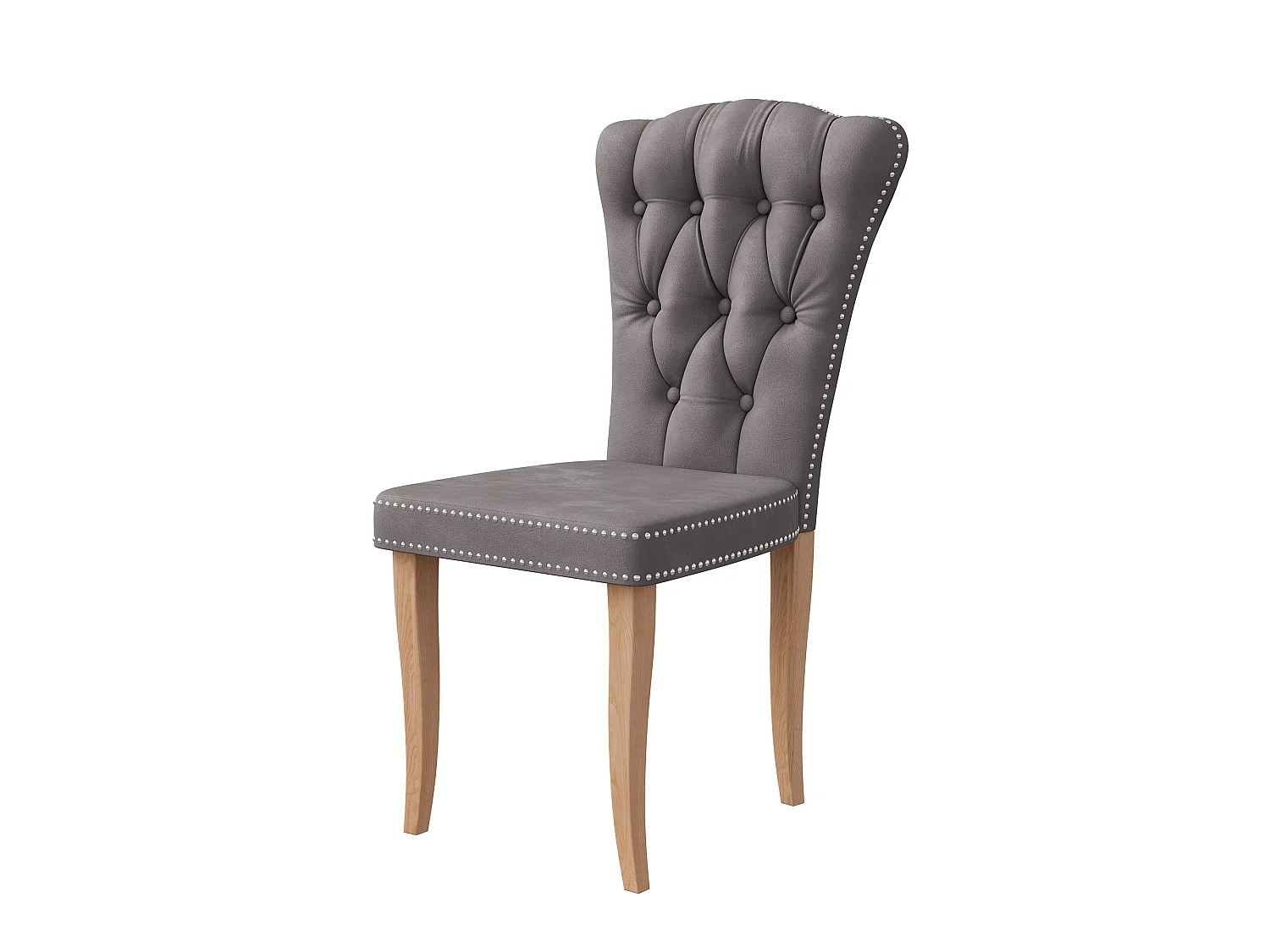 Eetkamerstoelenset van 2 - Gevoerde zitkussens en houten poten - Fluweelzachte eetkamerstoelen - 47x50x99cm - Grijs