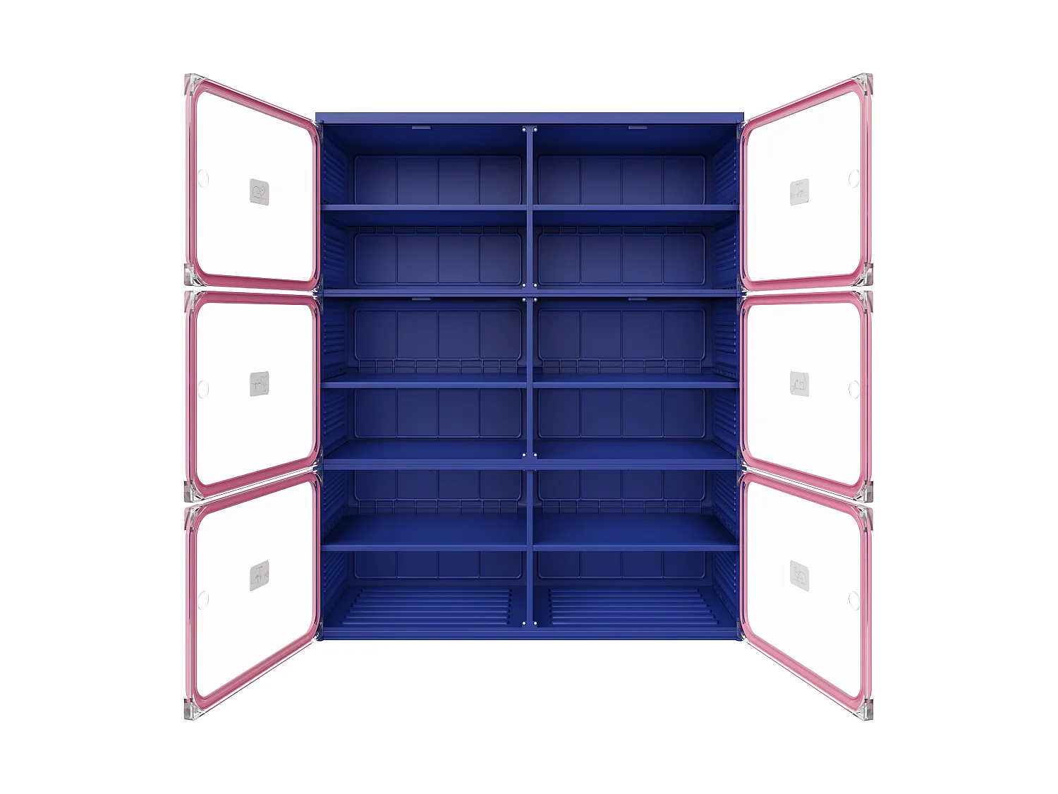 Meuble à Chaussures Pliable - Deux bâtiments de Six étages - Portes Transparentes Aimantées - Rangement 85x34x104cm - Bleu foncé