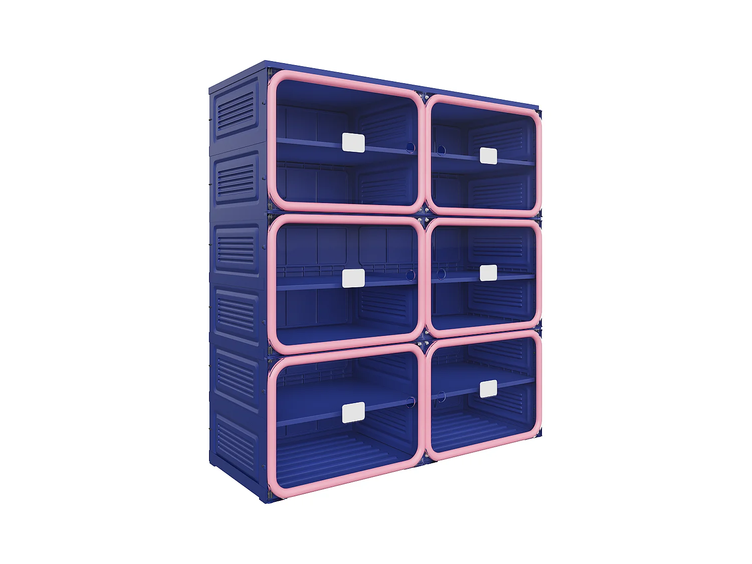 Meuble à Chaussures Pliable - Deux bâtiments de Six étages - Portes Transparentes Aimantées - Rangement 85x34x104cm - Bleu foncé