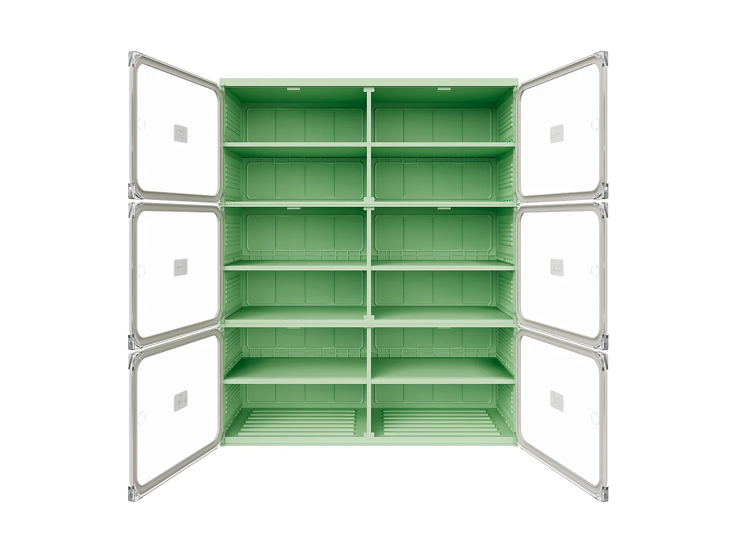 Meuble à Chaussures Pliable - Deux bâtiments de Six étages - Portes Transparentes Aimantées - Rangement 85x34x104cm - Vert