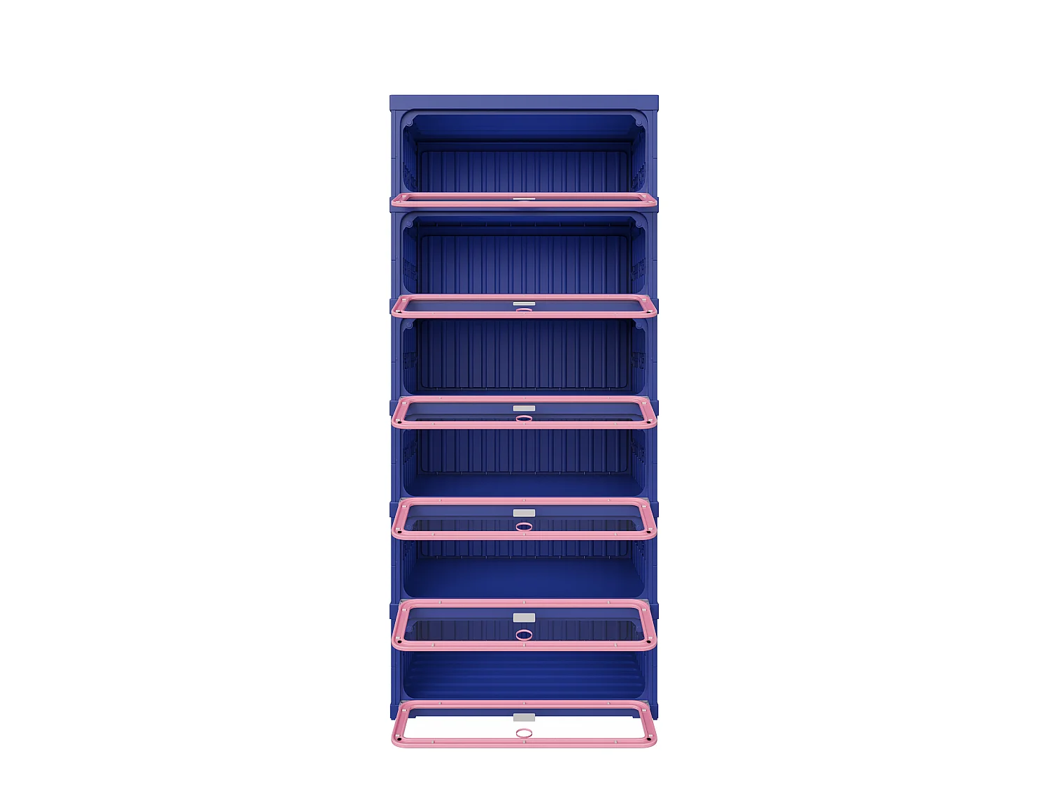 Meuble à Chaussures 6 Niveaux Pliable - Portes Transparentes PET -Fermeture Magnétique- Assemblage Rapide 45x34x106cm - Bleu foncé