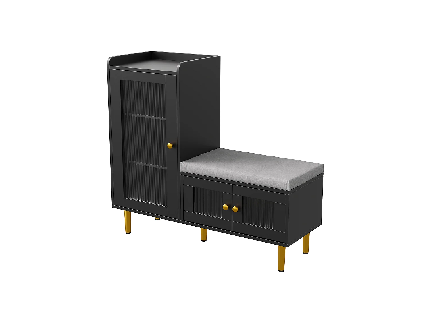 Meuble à chaussures grande capacite - Meuble de Rangement Entrée - Étagères Réglables - Assise Confortable - Noir