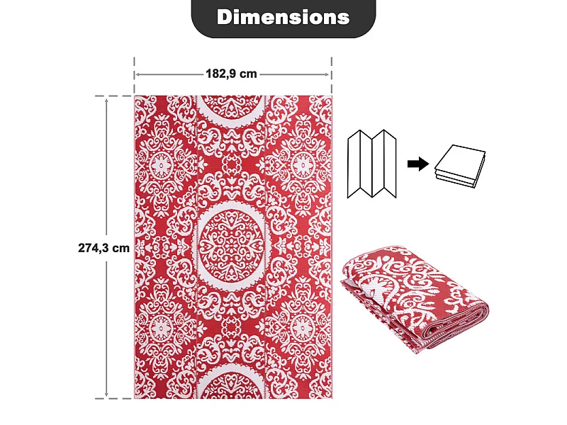 Avestar 182x274 cm tapis d'extérieur réversible rect.