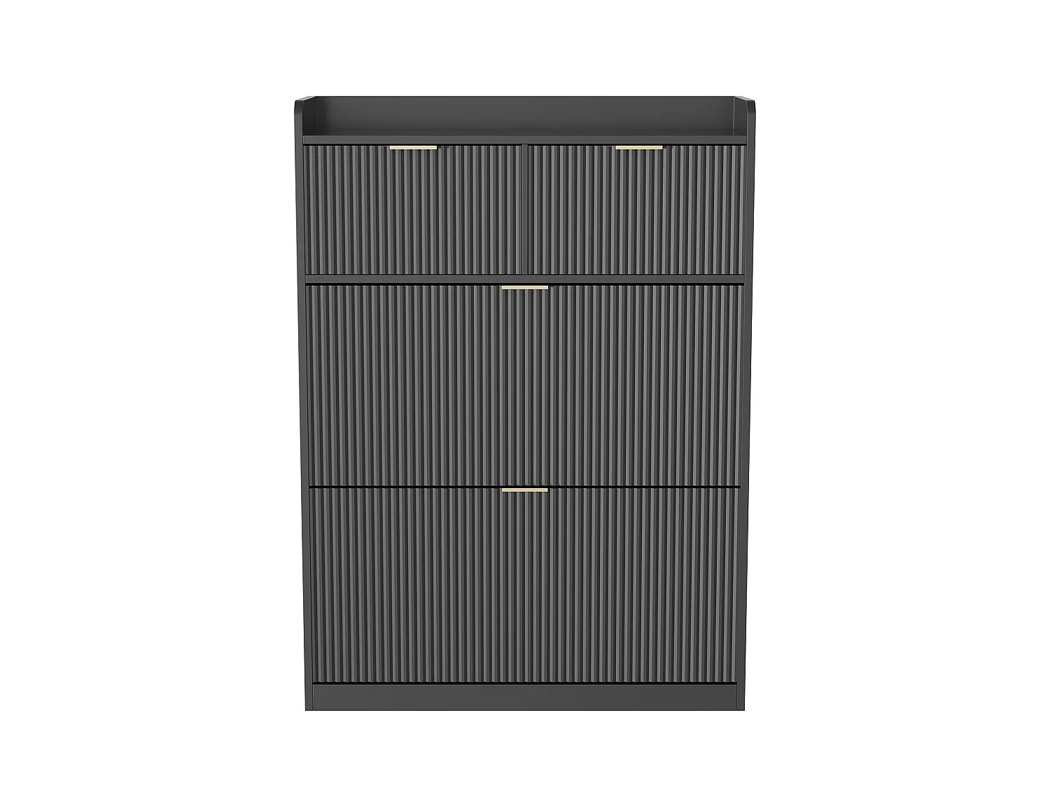 Meuble à Chaussures Grande Capacité avec Étagères Réglables - Anti-Basculement - 2 tiroirs de rangement - Poignées Dorées - Noir