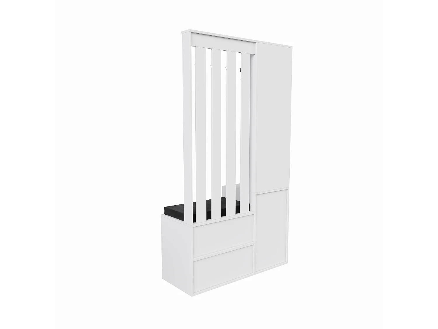Meuble à Chaussures 6 en 1 avec Miroir et Banc et Porte-Manteau -Porte-manteau mural pour l'entrée - 100x40x180 cm - Blanc