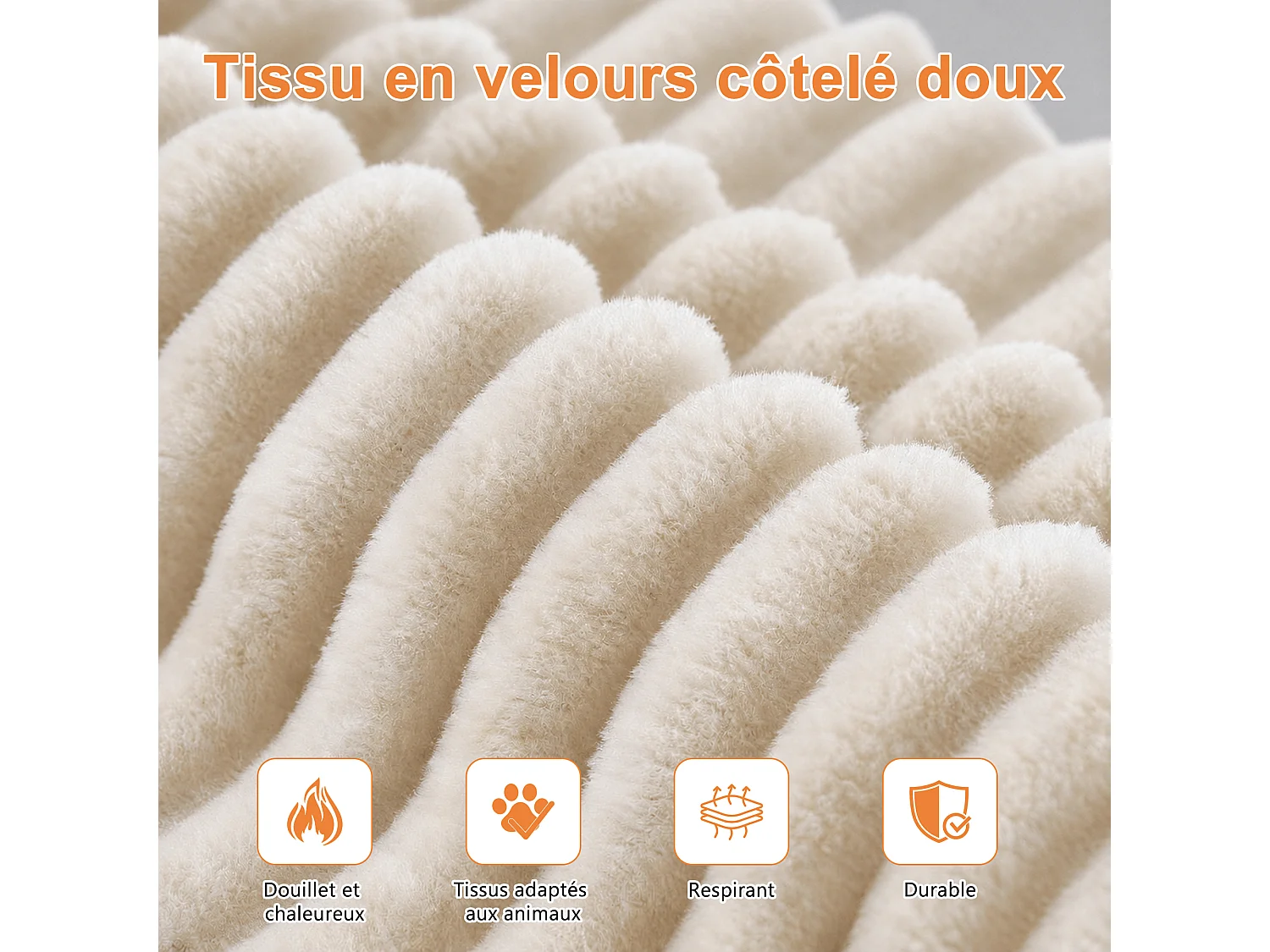 Canapé 3 places,Canapé d'Angle Convertible lit,Mousse Haute Densité,Canapé de compression en forme de L,Tissu velours côtelé,Beige