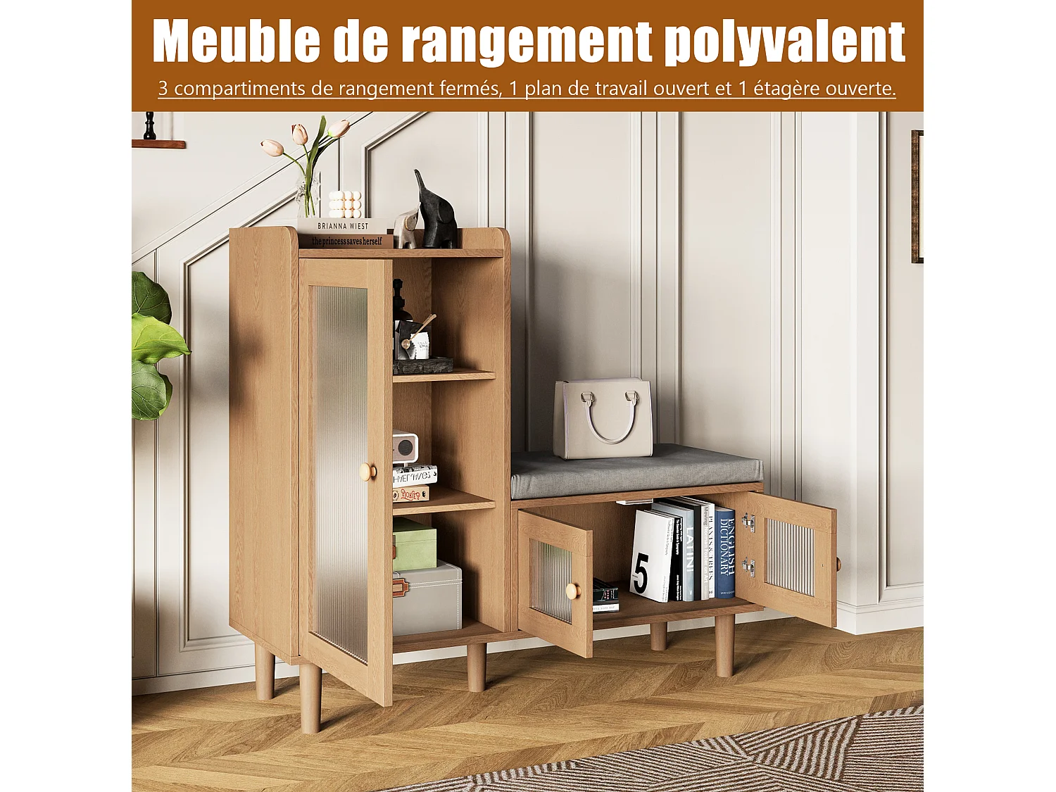 Meubles à chaussures de couloir,Meuble de Rangement Entrée,Étagères Réglables,Sécurité Anti-basculement,Assise Confortable