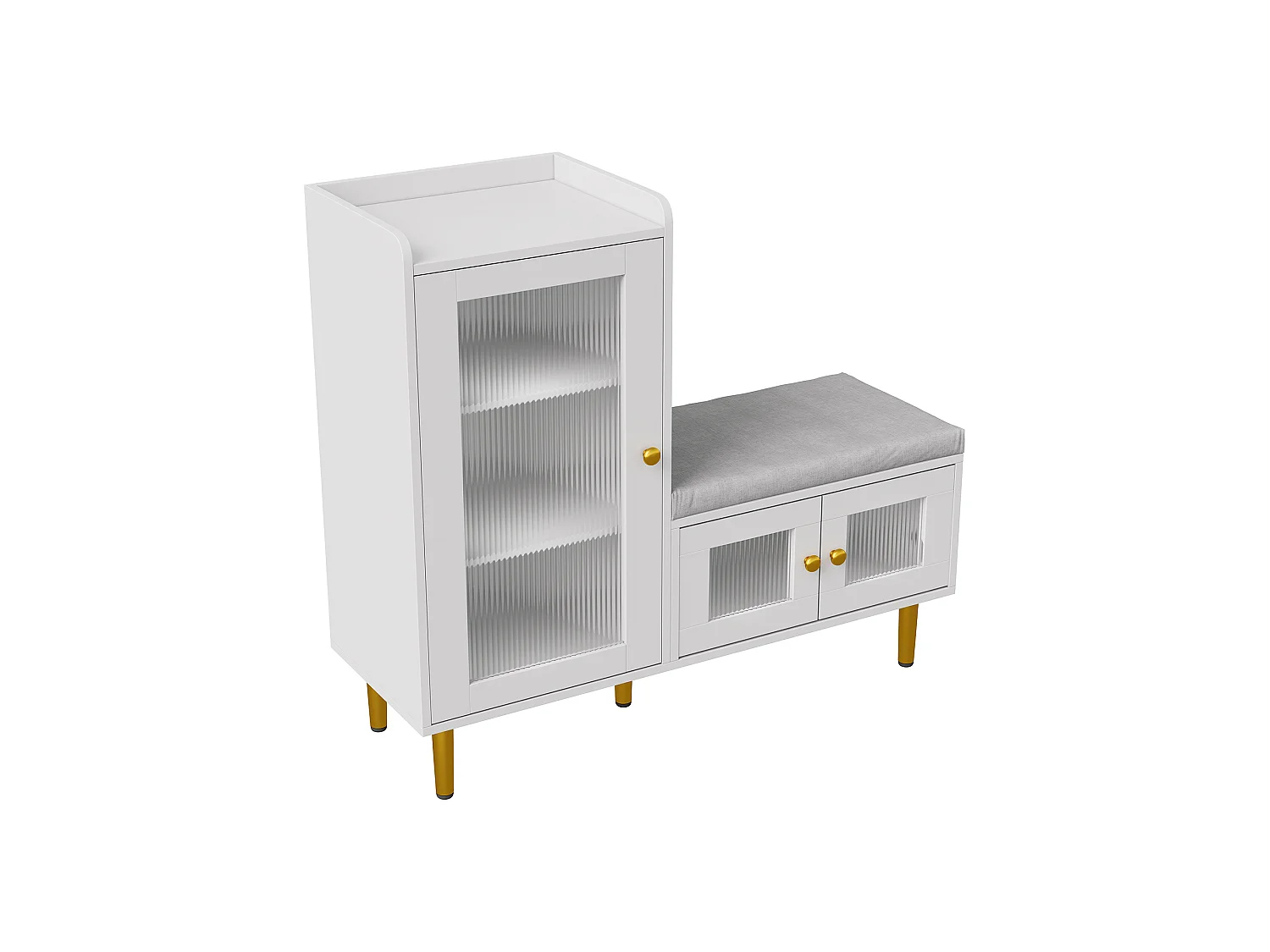 Meuble à chaussures grande capacite - Meuble de Rangement Entrée - Étagères Réglables - Assise Confortable - Blanc
