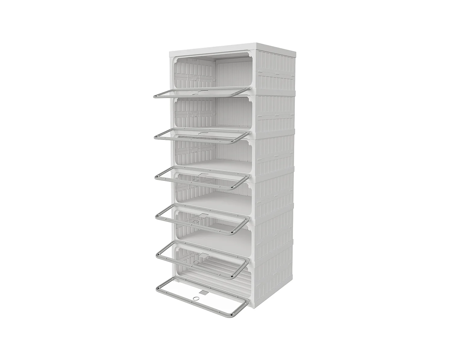 Meuble à Chaussures 6 Niveaux Pliable - Portes Transparentes PET -Fermeture Magnétique- Assemblage Rapide 45x34x106cm - Blanc
