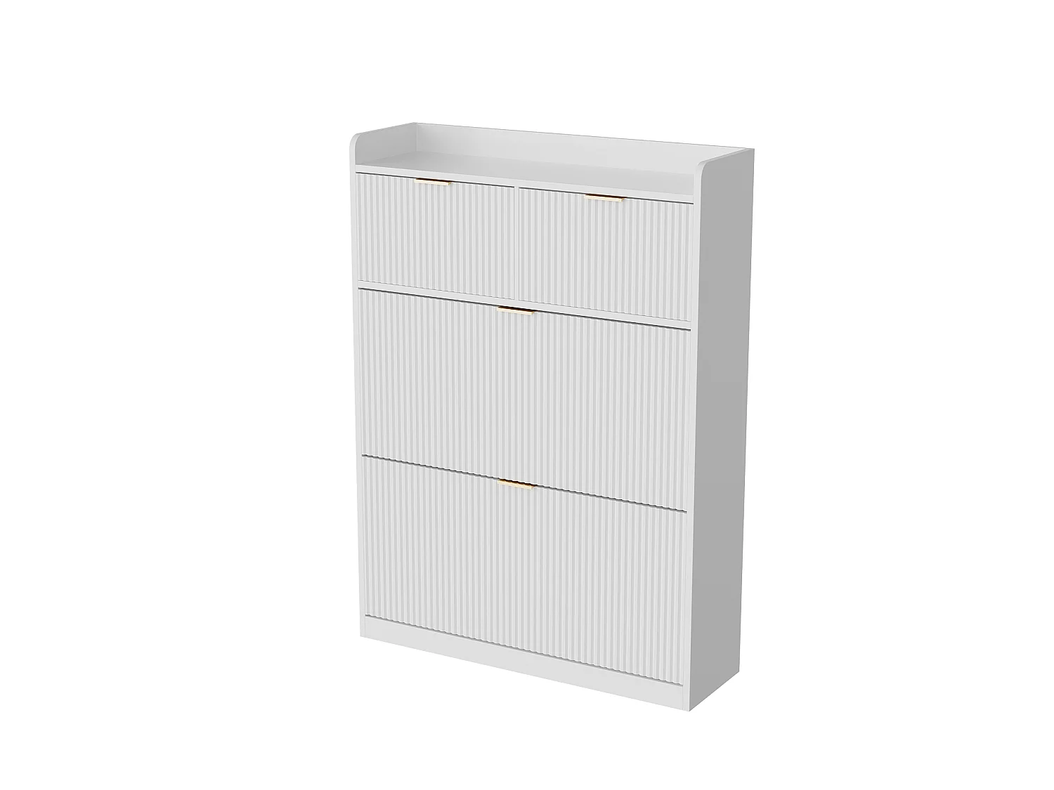 Meuble à Chaussures Grande Capacité avec Étagères Réglables - Anti-Basculement - 2 tiroirs de rangement - Poignées Dorées - Blanc