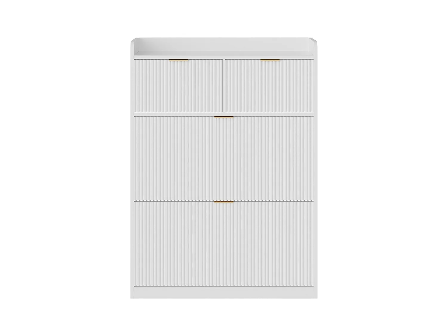 Meuble à Chaussures Grande Capacité avec Étagères Réglables - Anti-Basculement - 2 tiroirs de rangement - Poignées Dorées - Blanc