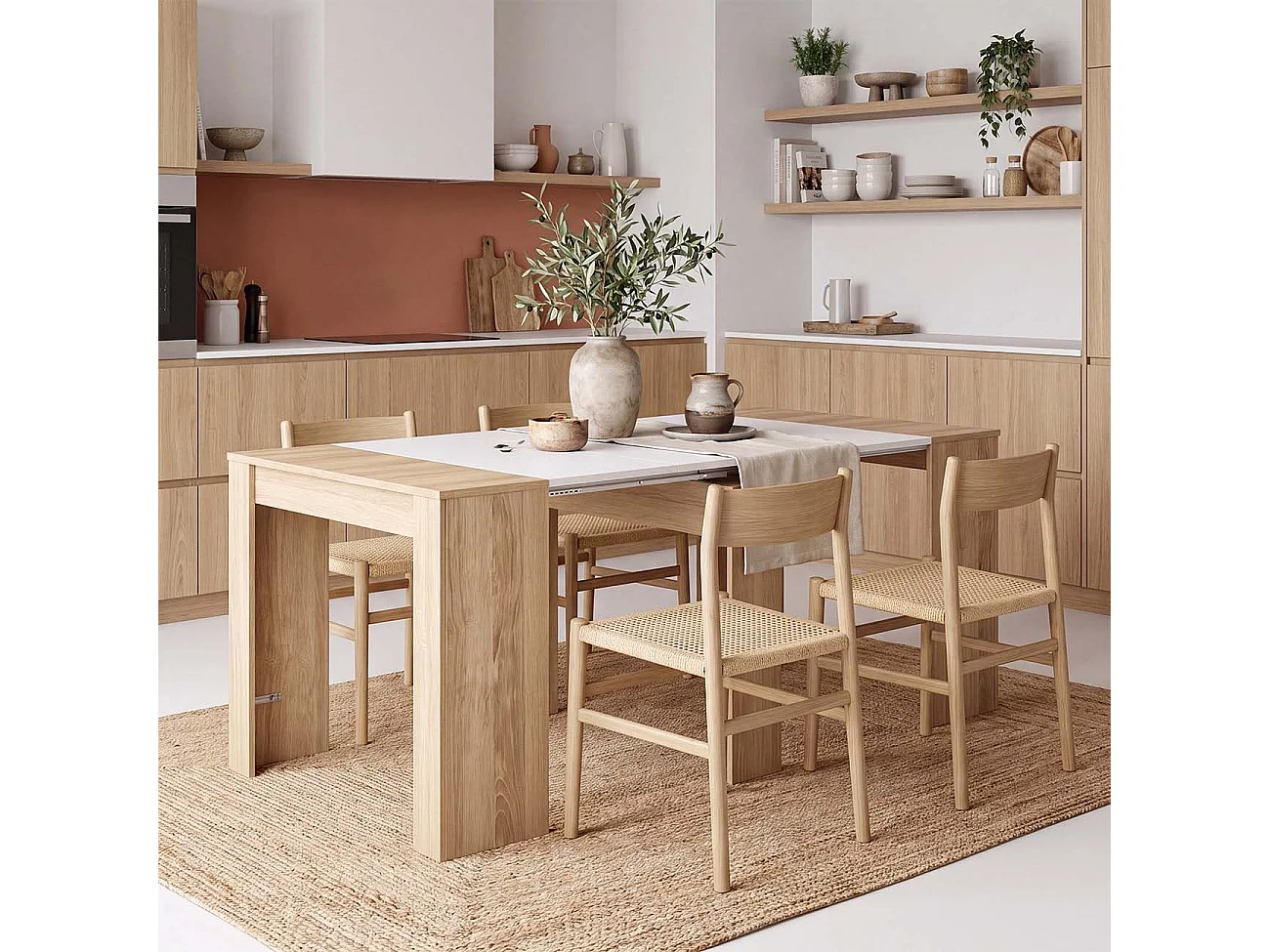 Mesa consola extensível 50-235 x 90 cm Denis Roble Canadian - Blanco Artik (Blanco Mate)