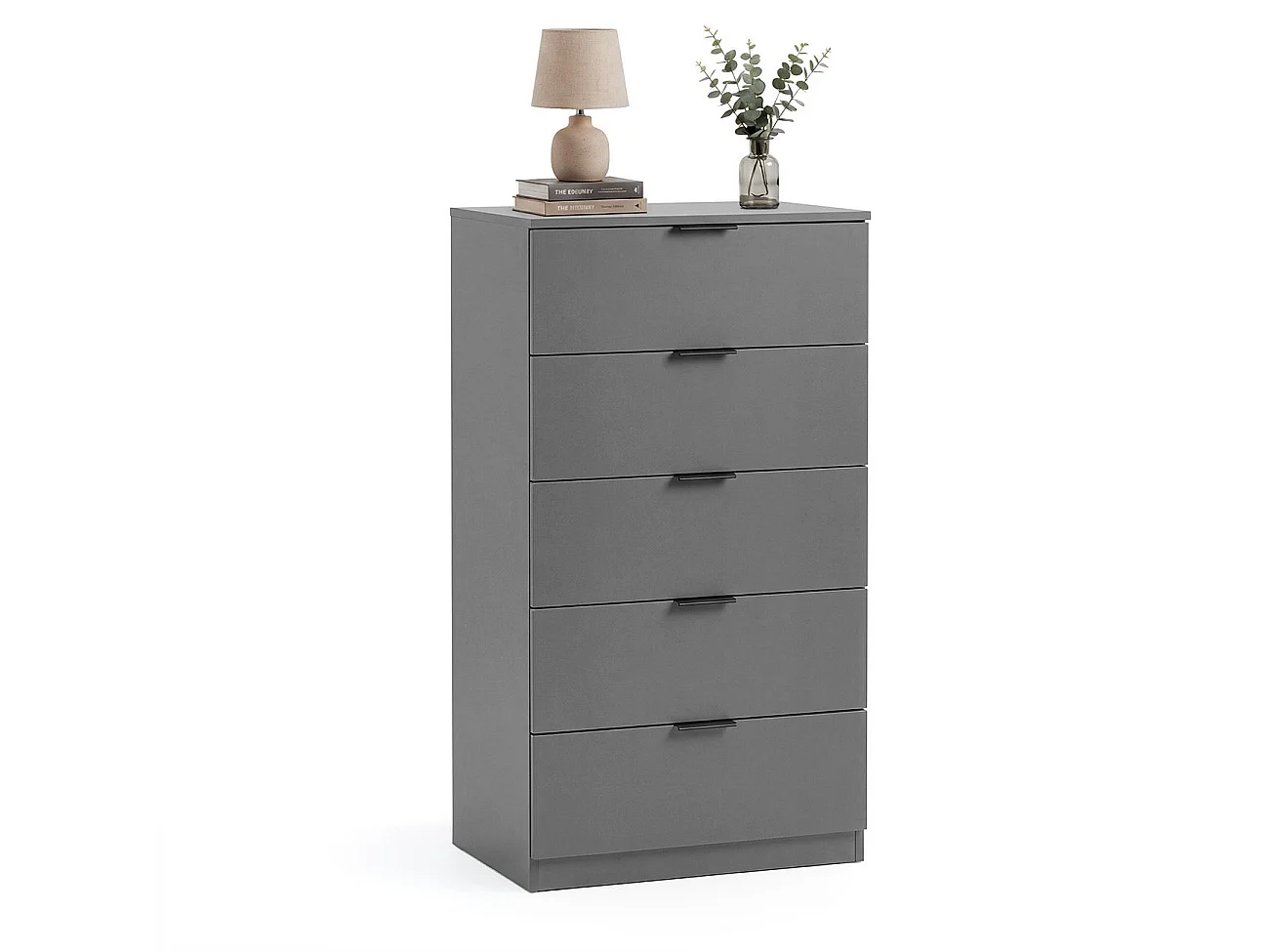 Cómoda alta de 5 cajones en gris grafito 60x110 cm Akari Gris Grafito