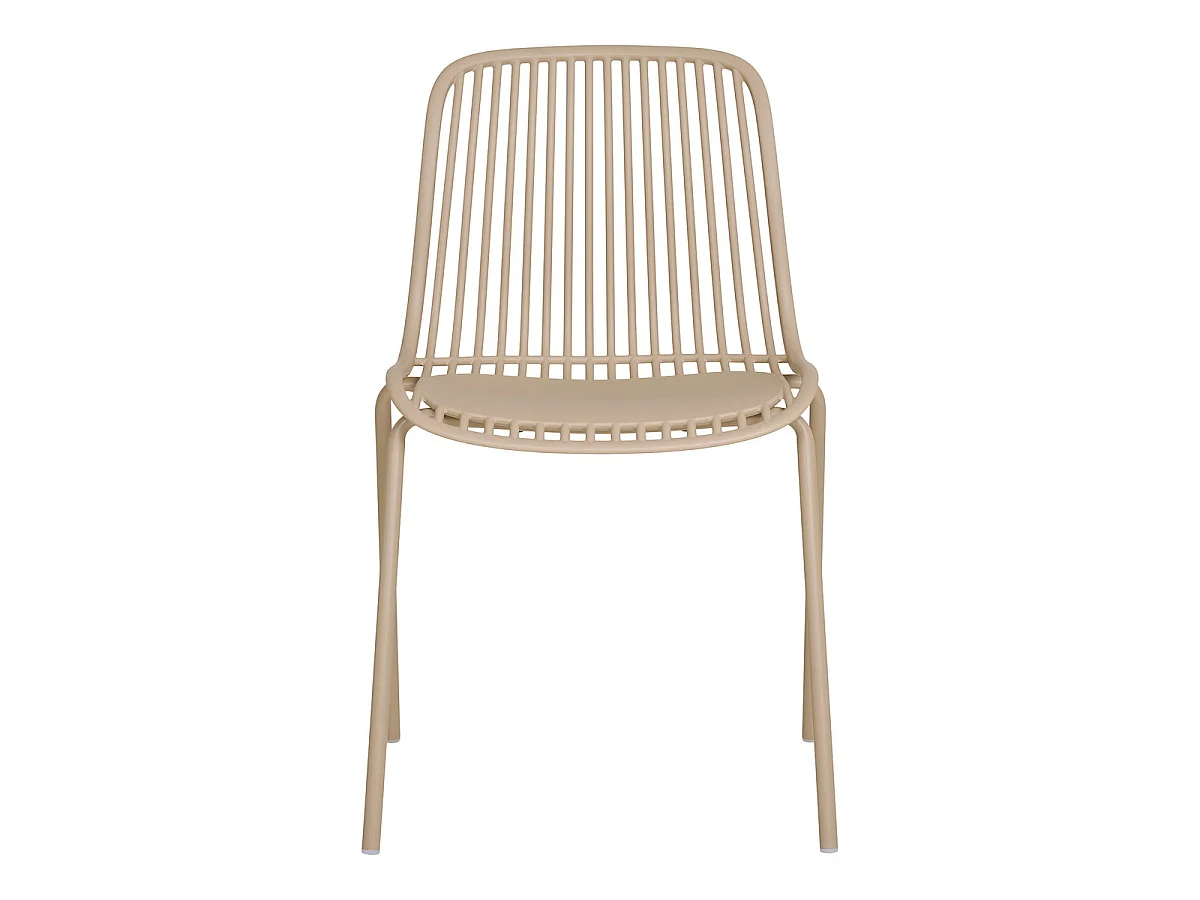 Lot de 4 Chaises de Salle à Manger Branson Empilables en Polypropylène Sable avec Pieds en Acier