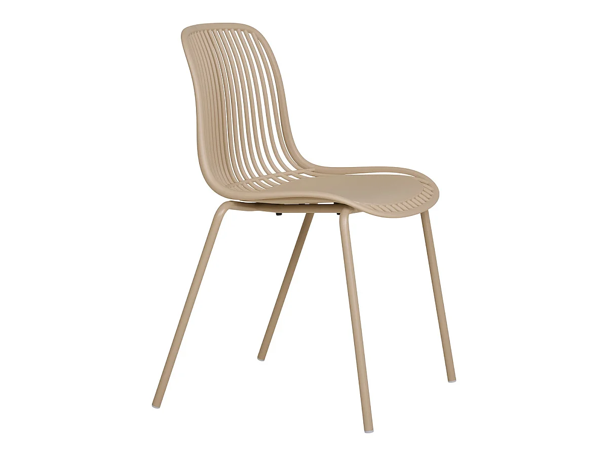 Lot de 4 Chaises de Salle à Manger Branson Empilables en Polypropylène Sable avec Pieds en Acier