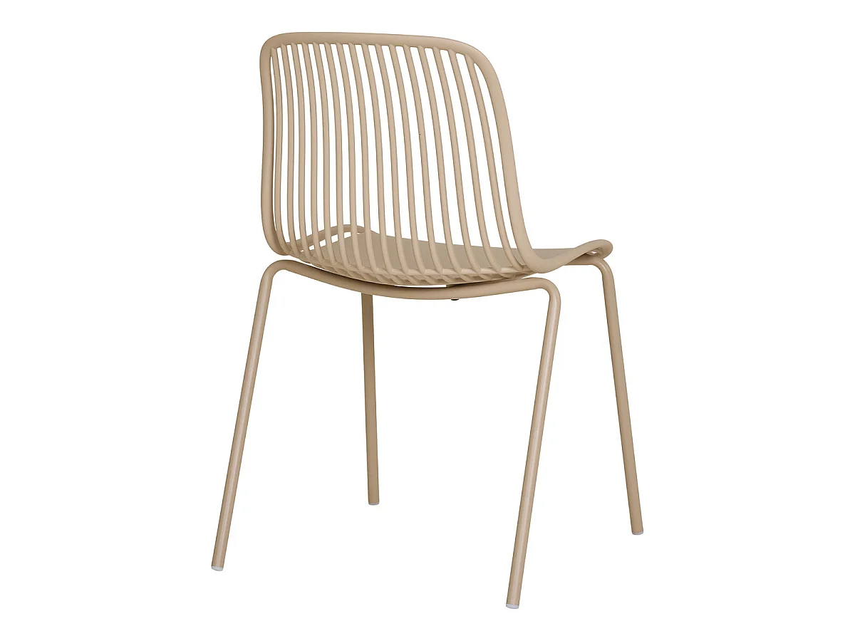 Lot de 4 Chaises de Salle à Manger Branson Empilables en Polypropylène Sable avec Pieds en Acier