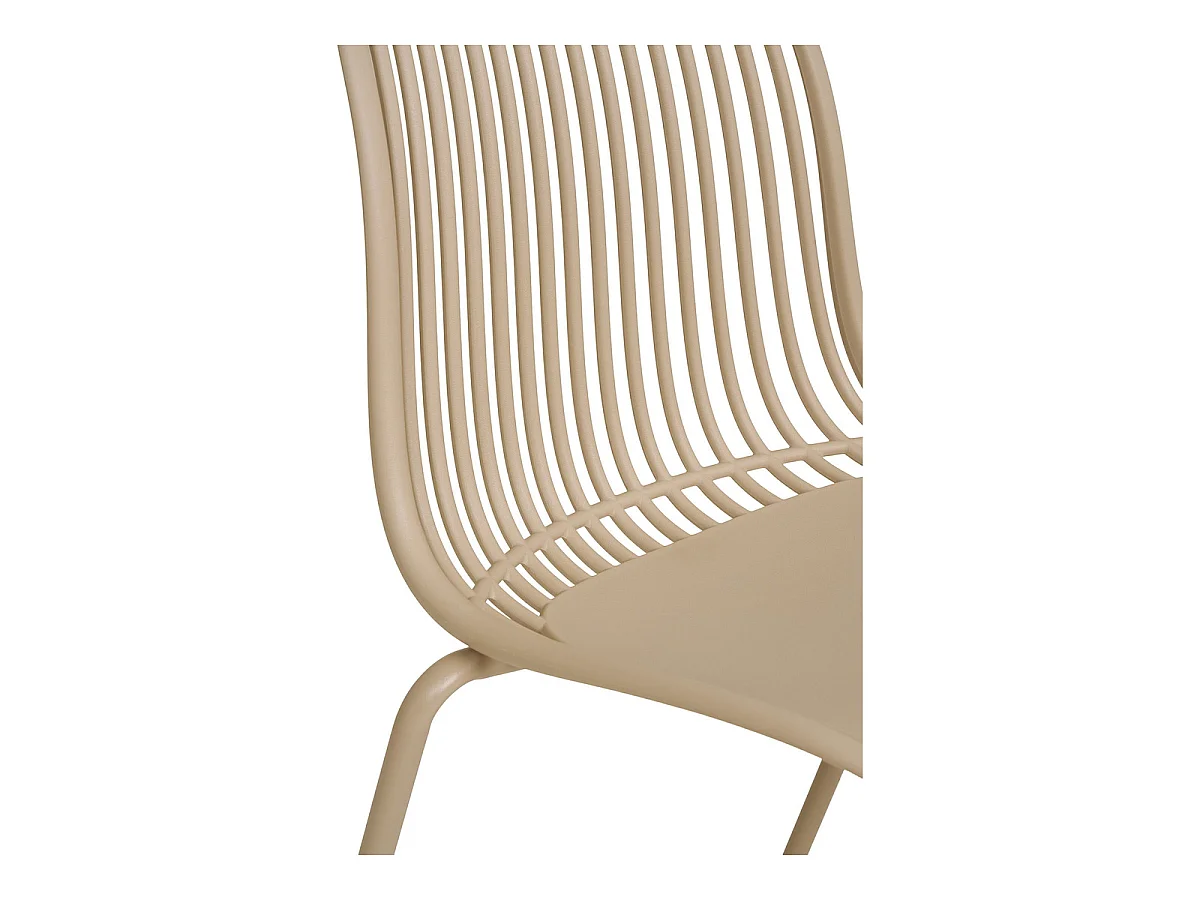 Lot de 4 Chaises de Salle à Manger Branson Empilables en Polypropylène Sable avec Pieds en Acier