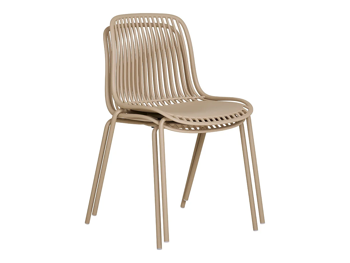 Lot de 4 Chaises de Salle à Manger Branson Empilables en Polypropylène Sable avec Pieds en Acier