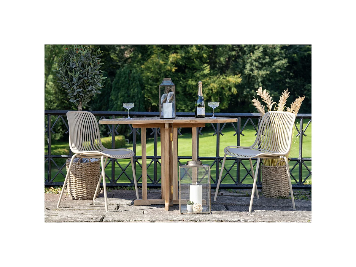 Lot de 4 Chaises de Salle à Manger Branson Empilables en Polypropylène Sable avec Pieds en Acier