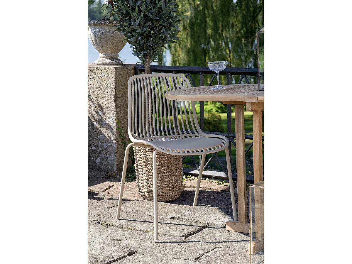 Lot de 4 Chaises de Salle à Manger Branson Empilables en Polypropylène Sable avec Pieds en Acier