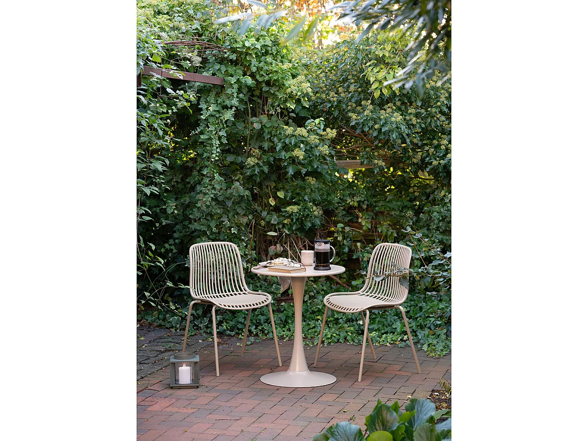Lot de 4 Chaises de Salle à Manger Branson Empilables en Polypropylène Sable avec Pieds en Acier