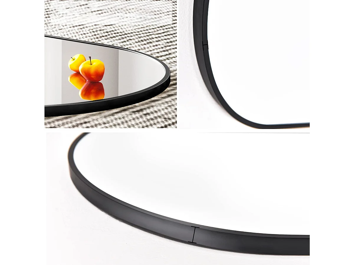 Miroir Ovale Industriel Loft avec Cadre Noir 100x50 cm