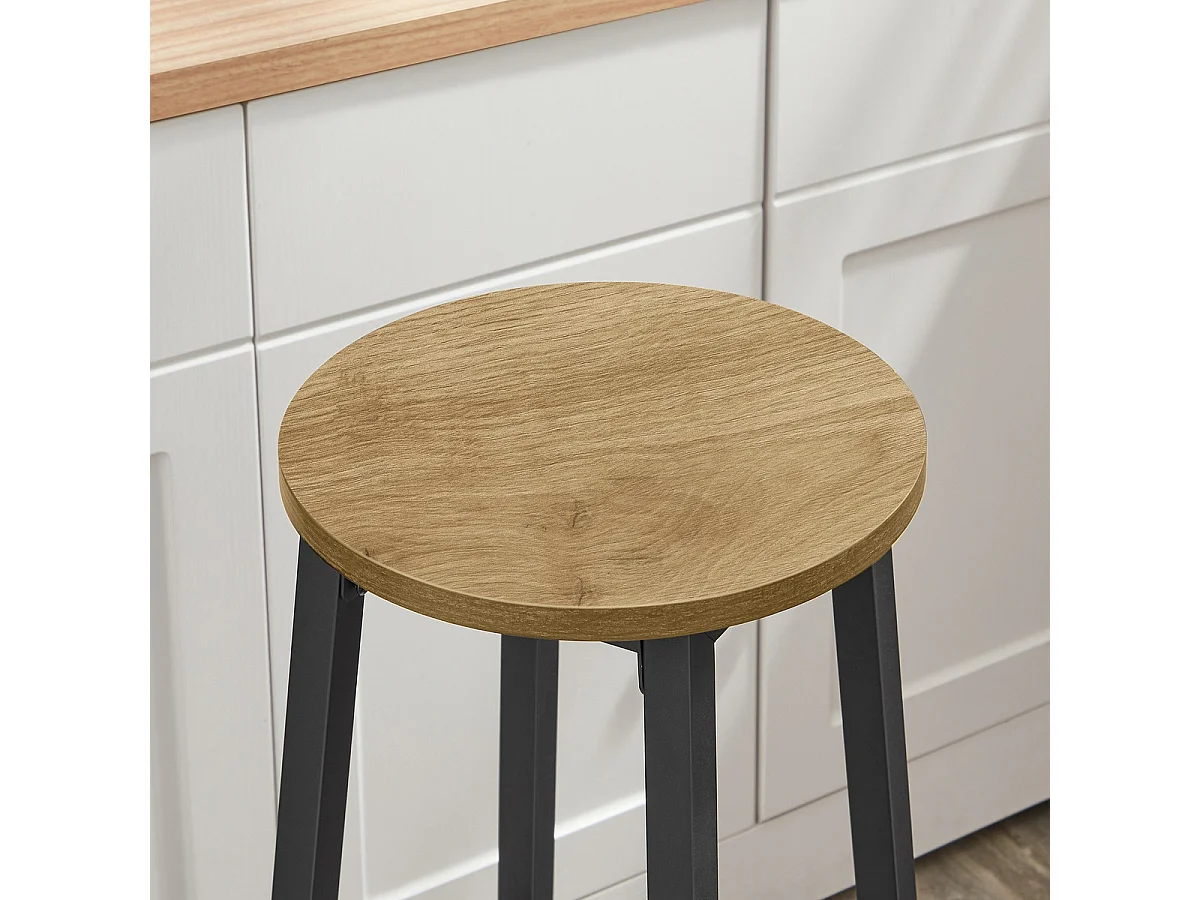 Sgabello bar Artisan in legno e acciaio nero