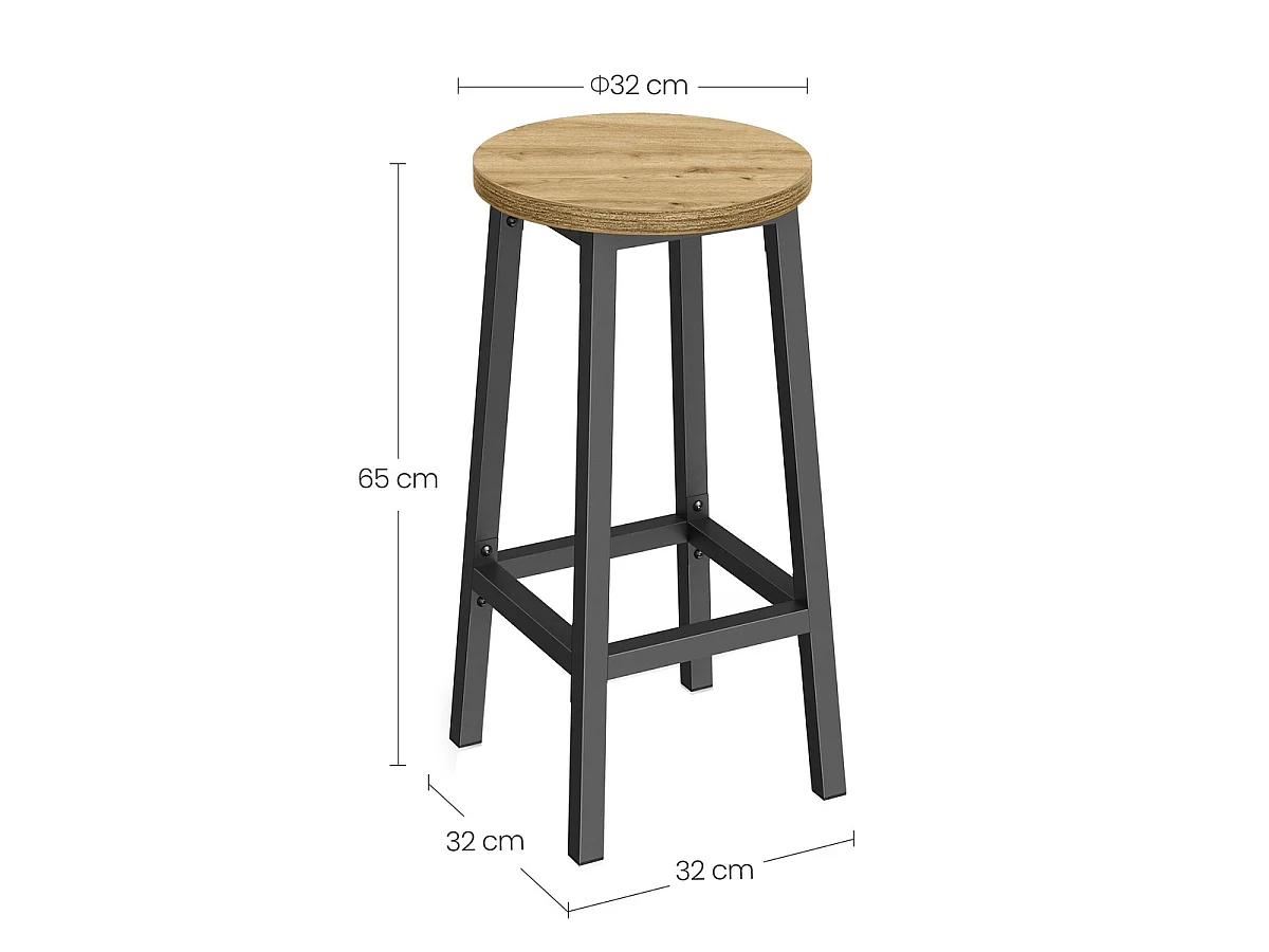 Sgabello bar Artisan in legno e acciaio nero