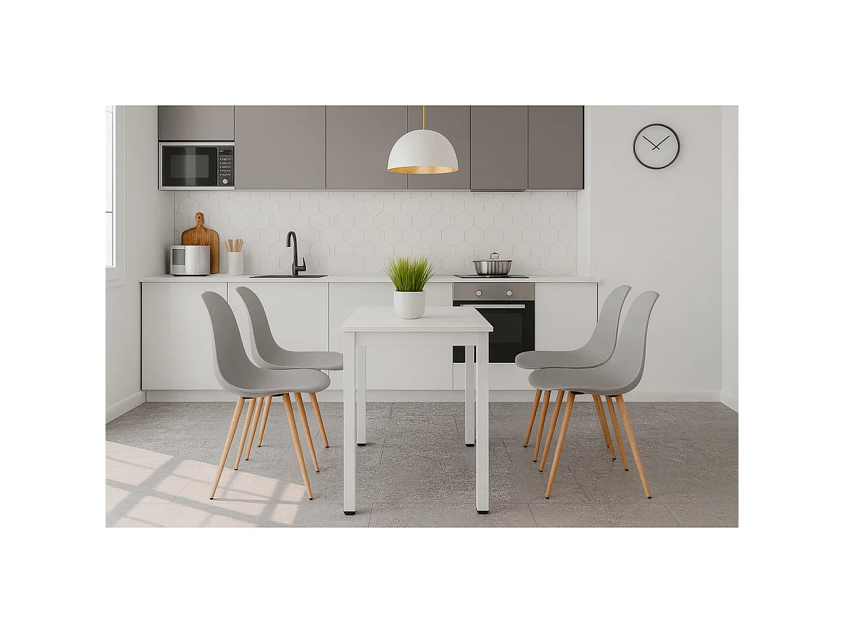 Table rectangulaire Tessa 120x60 cm Blanc Minimaliste