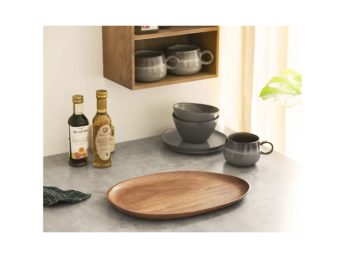 Decoratief dienblad van acaciahout 39x28 cm — natuurlijke honingkleur