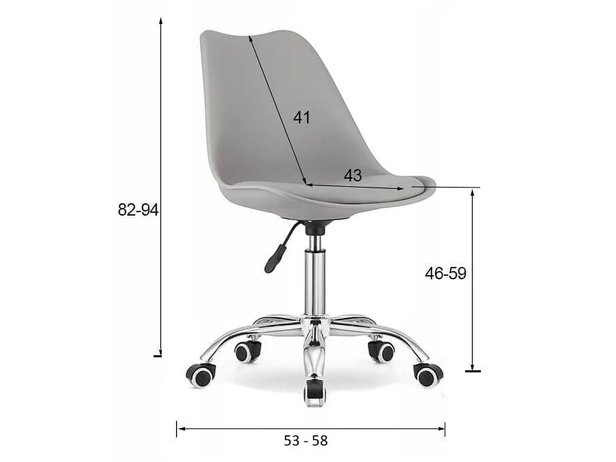 Chaise de bureau pivotante Alba rose pastel