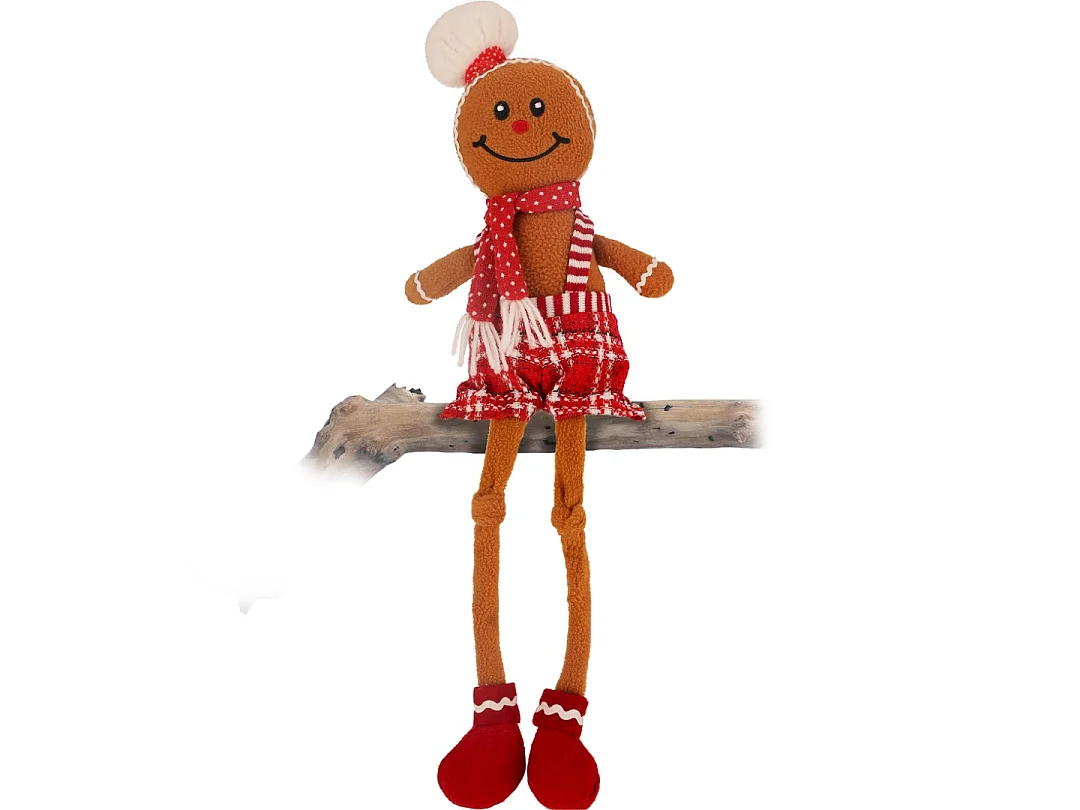 Kerstkabouter peperkoek stof bruin 55x30x20 cm
