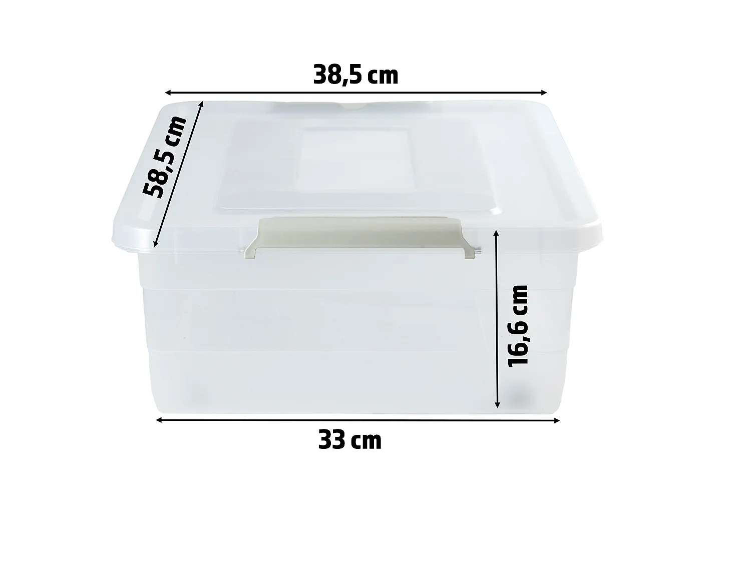 Boîte de rangement en plastique transparente à roulettes avec couvercle 58,5x38,5x16,6 cm 28 l