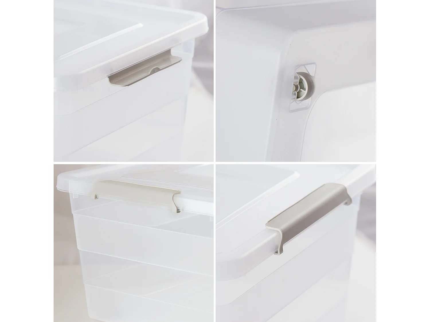 Boîte de rangement en plastique transparente à roulettes avec couvercle 58,5x38,5x16,6 cm 28 l