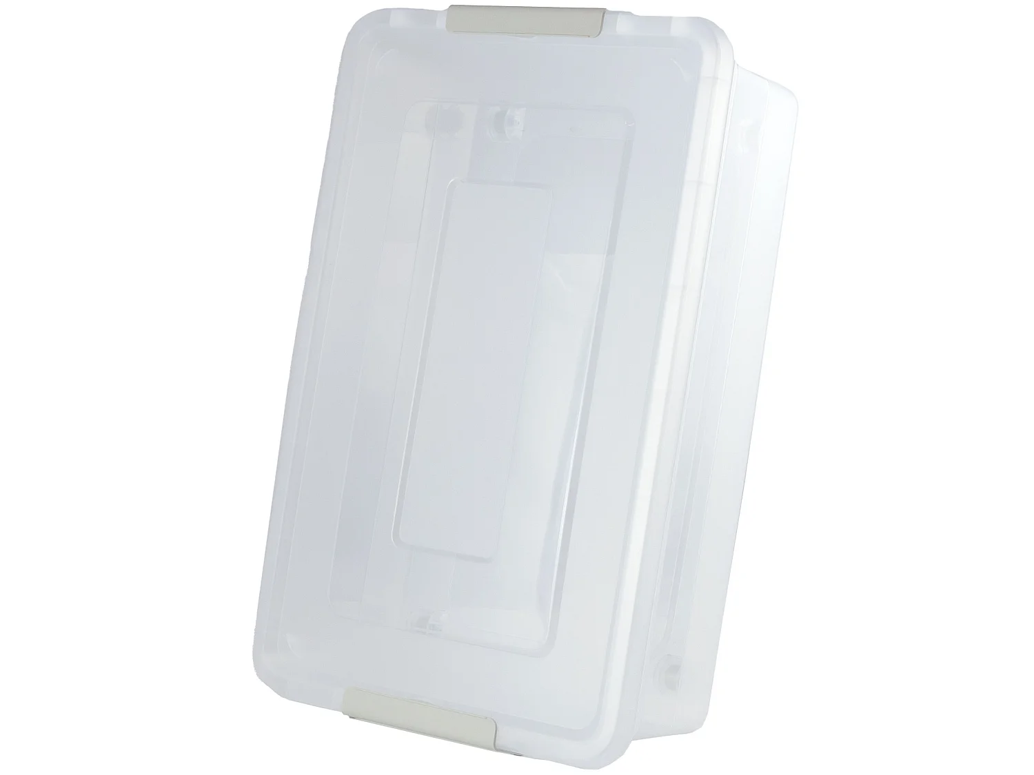 Boîte de rangement en plastique transparente à roulettes avec couvercle 58,5x38,5x16,6 cm 28 l