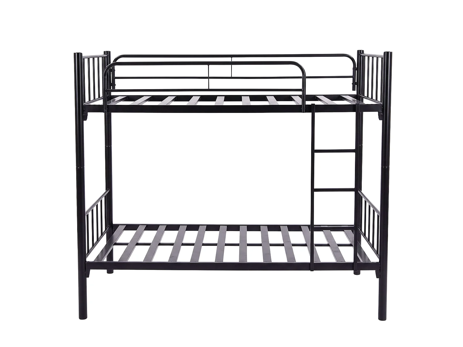 Beliche preto desmontável de 90x190 cm com duas camas de solteiro de 95x170 cm.