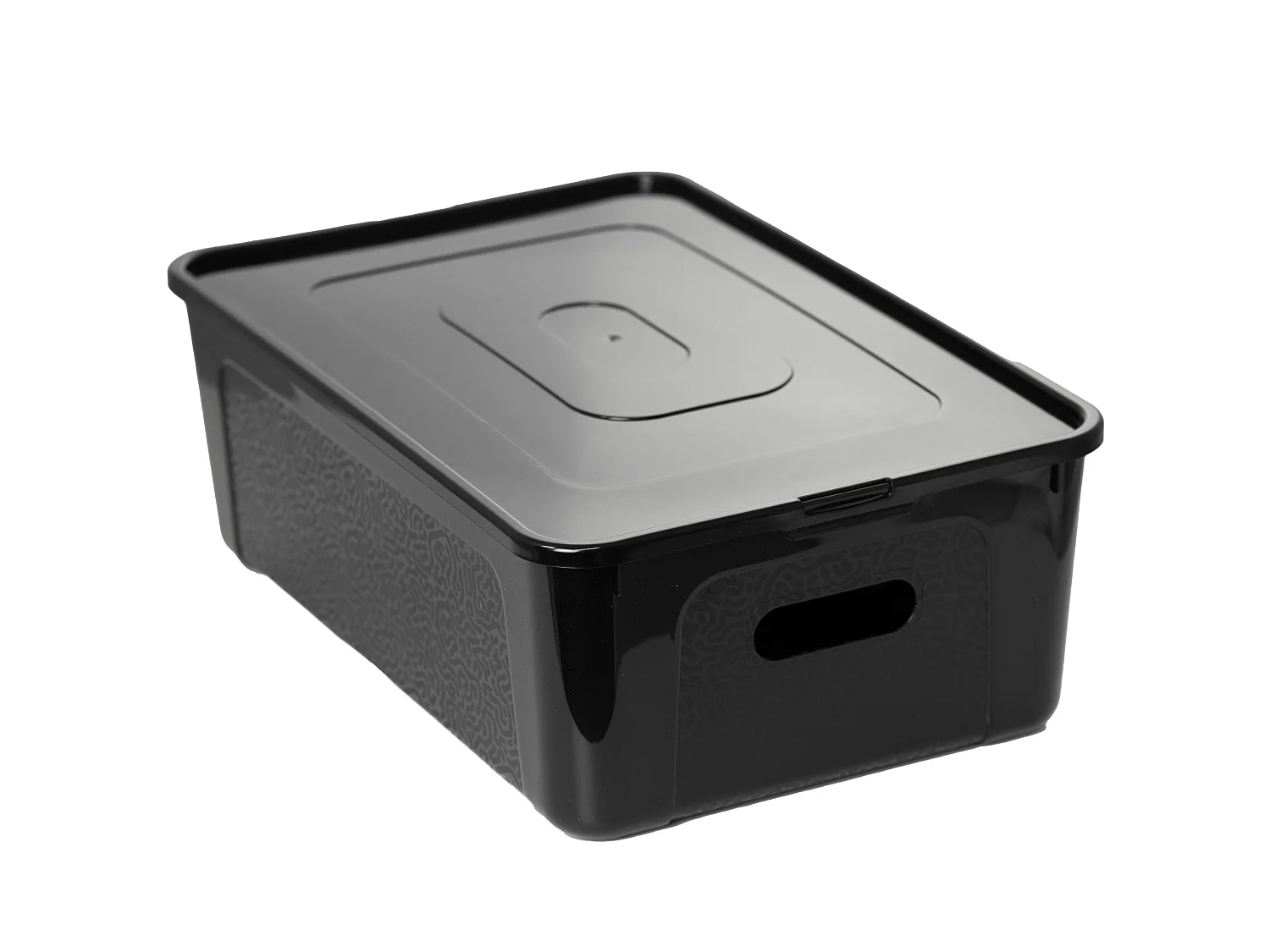 Boîte de rangement en plastique avec couvercle, noir, 14 L, 39x26x13.4 cm