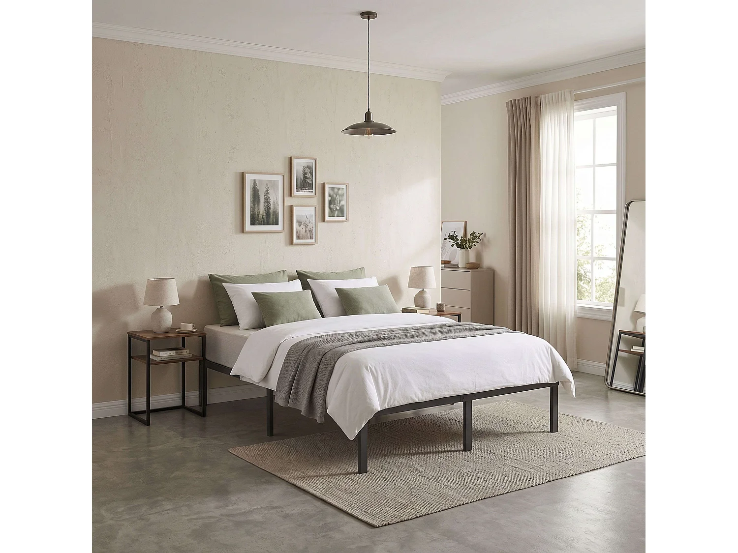 Somier 150x190 cm Lary Negro barra refuerzo patas apoyo