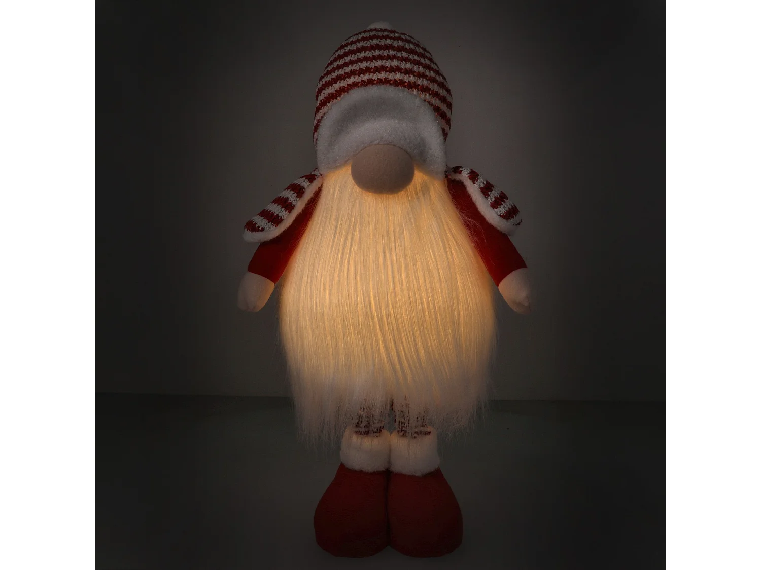 Lutin de Noël lumineux télescopique en tissu rouge 87 cm