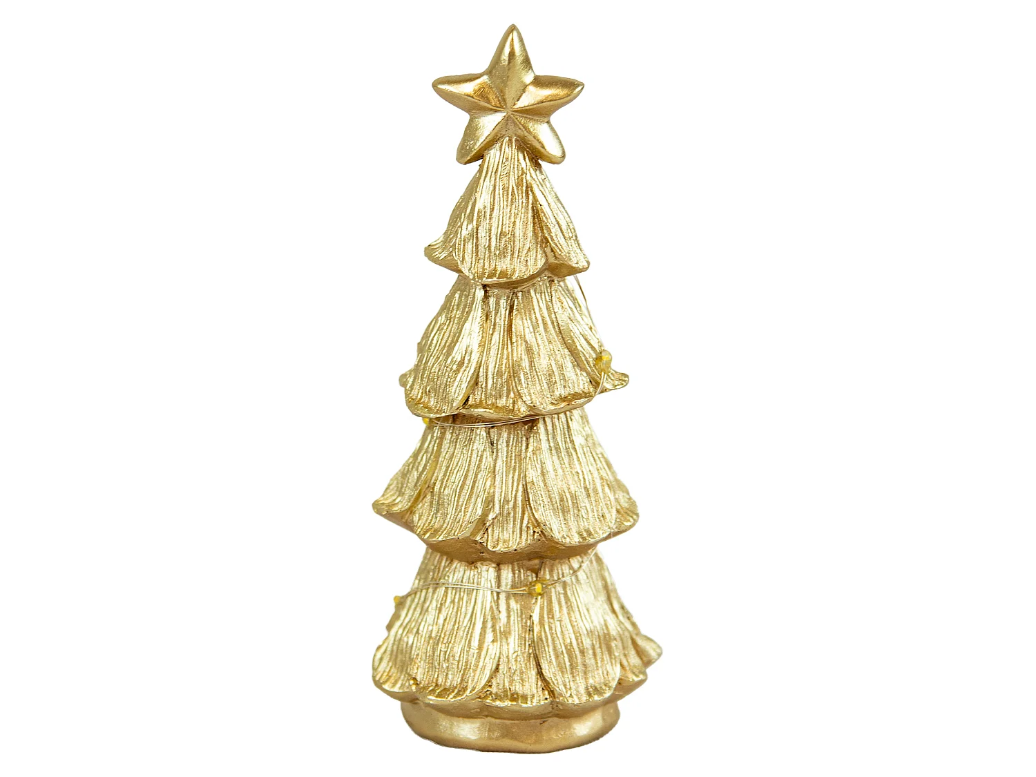 Figurine sapin de Noël LED décorative en polystone/polyéthylène métallique 6,7x6,5x15,5 cm