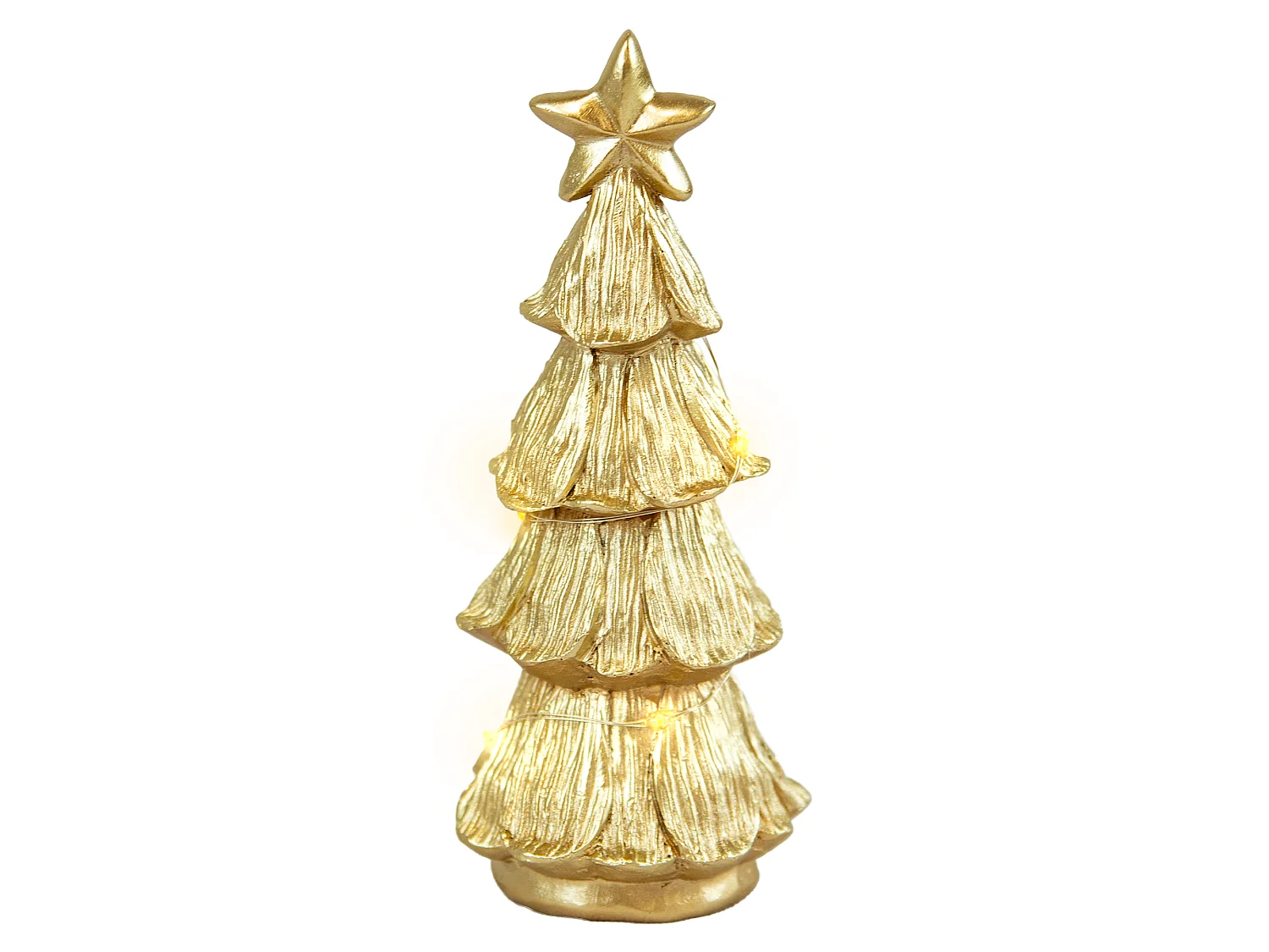 Figurine sapin de Noël LED décorative en polystone/polyéthylène métallique 6,7x6,5x15,5 cm
