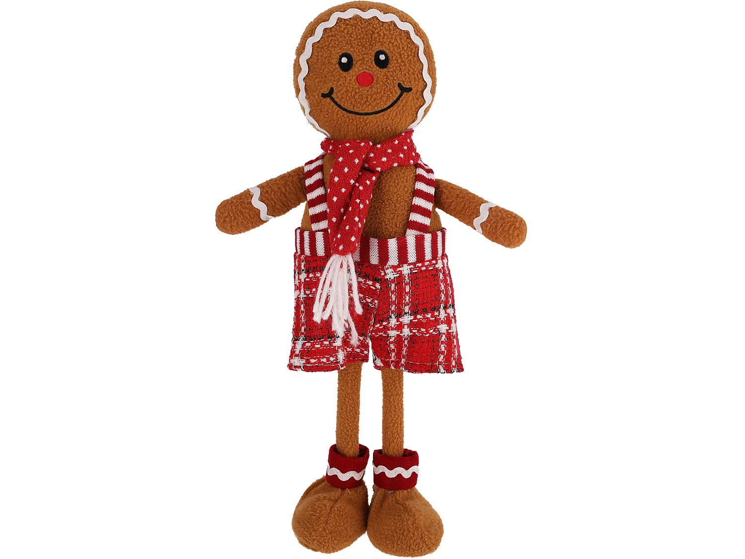 Kerstkabouter peperkoek decoratie figuur stof rood 37x20 cm